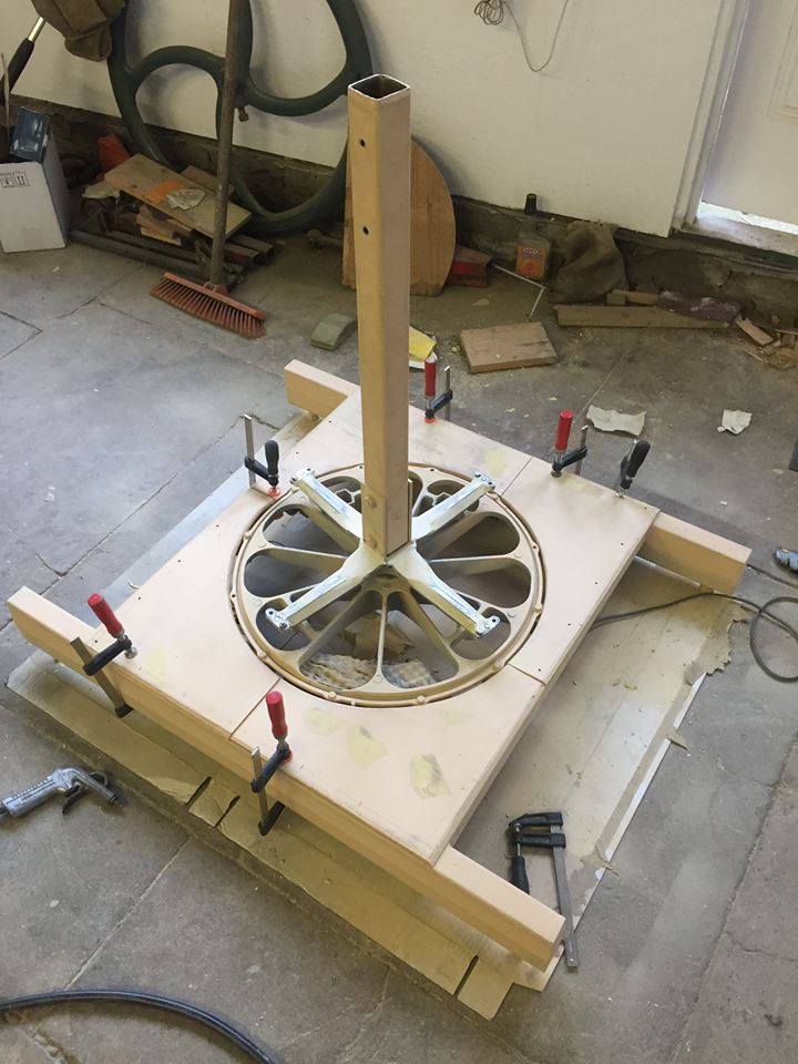 Clamping plywood panels ready for fixing
