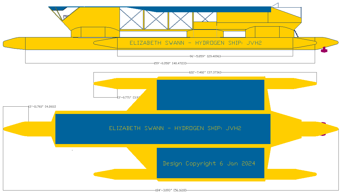 Proof of concept scale model 1:20 scale with 2800 millimeter main hull OAL.